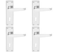 Loops 4x Victorian Flat Lever on Lock Backplate Handle 150 x 42mm Polished Chrome Loops Multicolor