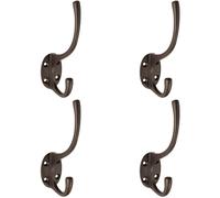 Loops 4x Victorian Hat & Coat Hook on Oval Backplate 64mm Projection Matt Bronze Loops Multicolor
