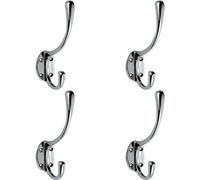 Loops 4x Victorian Hat & Coat Hook on Oval Backplate 64mm Projection Polished Chrome Loops Multicolor