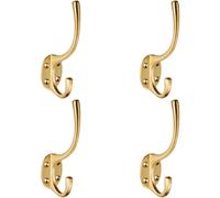 Loops 4x Victorian Hat & Coat Hook on Oval Backplate 64mm Projection Satin Brass in Metallics Loops Metallics