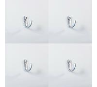Loops 4x Victorian One Piece Single Bathroom Robe Hook 40mm Projection Satin Chrome Loops Multicolor
