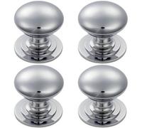 Loops 4X Victorian Round Cupboard Door Knob 25mm Dia Polished Chrome Cabinet Handle