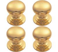 Loops 4X Victorian Round Cupboard Door Knob 32mm Dia Polished Brass Cabinet Handle