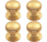 Loops 4x Victorian Round Cupboard Door Knob 32mm Dia Polished Brass Cabinet Handle in Metallics Loops Metallics