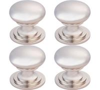 Loops 4X Victorian Round Cupboard Door Knob 38mm Dia Polished Nickel Cabinet Handle