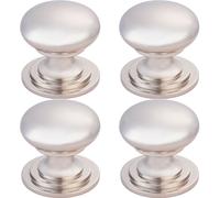 4x Victorian Round Cupboard Door Knob 38mm Dia Polished Nickel Cabinet Handle