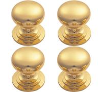 Loops 4X Victorian Round Cupboard Door Knob 42mm Dia Polished Brass Cabinet Handle