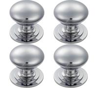 Loops 4X Victorian Round Cupboard Door Knob 42mm Dia Polished Chrome Cabinet Handle