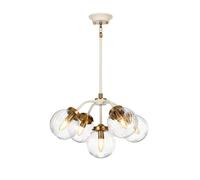 Loops 5 Bulb Ceiling Pendant Cream Painted + Aged Brass Finish Plated LED E14 60W in Metallics Loops Metallics
