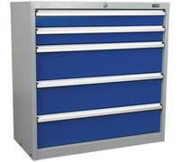 Loops 5 Drawer Industrial Cabinet - 900 x 450 x 900mm - Heavy Duty BB Drawer Slides Loops Multicolor