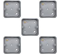 Loops 5 Pack 1 Gang 40mm Surface Mount Metal Clad Back Box Switch Socket Rounded Earth