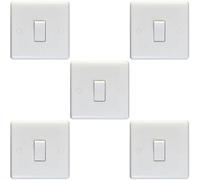 Loops 5 Pack 1 Gang Single 10A Light Switch 1 Way - White Plastic Wall Plate Rocker