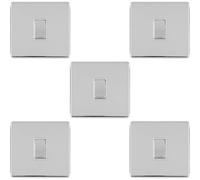 Loops 5 Pack 1 Gang Single Light Switch Screwless Polished Chrome 2 Way 10A Rocker