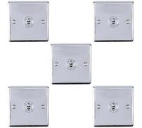 Loops 5 Pack 1 Gang Single Retro Toggle Light Switch Polished Chrome 10A 2 Way Plate