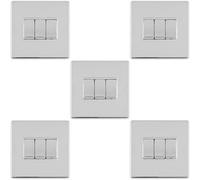 Loops 5 Pack 3 Gang Triple Light Switch Screwless Polished Chrome 2 Way 10A Rocker