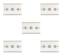 Loops 5 Pack 3 Gang Triple Retro Toggle Light Switch Satin Steel 10A 2 Way Wall Plate