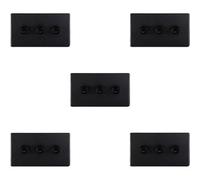 Loops 5 Pack 3 Gang Triple Retro Toggle Light Switch Screwless Matt Black 10A 2 Way