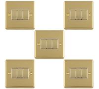 Loops 5-Pack 3-Gang Triple Rocker Light Switch Polished Brass With White Trim 2-Way 10A