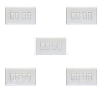 Loops 5 Pack 4 Gang Quad 10A Light Switch 2 Way - White Plastic Wall Plate Rocker