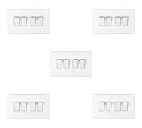 Loops 5 Pack 4 Gang Quad Light Switch Screwless Matt White 2 Way 10A Slim Rocker