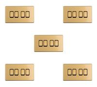 Loops 5 Pack 4 Gang Quad Light Switch Screwless Satin Brass 2 Way 10A Slim Rocker