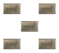 Loops 5 Pack 4 Gang Quad Retro Toggle Light Switch Antique Brass 10A 2 Way Plate
