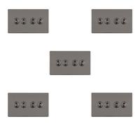 Loops 5 Pack 4 Gang Quad Retro Toggle Light Switch Screwless Black Nickel 10A 2 Way