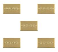 Loops 5-Pack 4-Gang Retro Toggle Light Switch Plates, Polished Brass, 10A, 2-Way