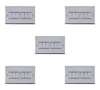 Loops 5 Pack 6 Gang Metal Multi Light Switch Polished Chrome 2 Way 10A Grey Trim