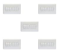 Loops 5 Pack 6 Gang Multi 10A Light Switch 2 Way - White Plastic Wall Plate Rocker