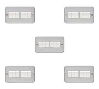 Loops 5 Pack 6 Gang Multi Light Switch 2 Way 10A Heavy Duty Metal Clad - White Rocker