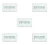 Loops 5 Pack 6 Gang Multi Light Switch Screwless Matt White 2 Way 10A Slim Rocker
