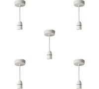 Loops 5 Pack 6 Inch White Ceiling Rose Pendant Light Bayonet Bc Bulb Lamp Shade Holder