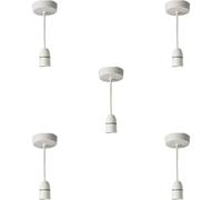 Loops 5 Pack 6 Inch White Ceiling Rose Pendant Light Bayonet BC Bulb Lamp Shade Holder - Hanging Dimmable LED Bulb Carrier