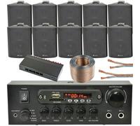 Loops 5 Zone Bluetooth Speaker Kit 10x 70W Black Wall Mount Home Bar Stereo Amplifier