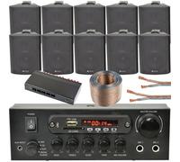 Loops 5 Zone Bluetooth Speaker Kit 10X 70W Black Wall Mount Home Bar Stereo Amplifier