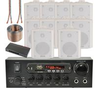 Loops 5 Zone Bluetooth Speaker Kit 10X 70W White Wall Mount Home Bar Stereo Amplifier