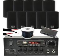 Loops 5 Zone Outdoor Bluetooth System 10X Weatherproof Black Speaker Garden Stereo Kit