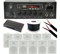 Loops 5 Zone Outdoor Bluetooth System 10X Weatherproof White Speaker Garden Stereo Kit