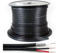 Loops 50M RG59 Coaxial & Power Shotgun Twin CCTV Cable - 75 ohm Wire Reel Drum