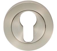 Loops 50mm Euro Profile Round Escutcheon 10mm Depth Concealed Fix Satin Nickel in Metallics Loops Metallics