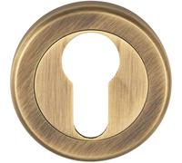 50mm Euro Profile Round Escutcheon Beveled Edge Concealed Fix Antique Brass