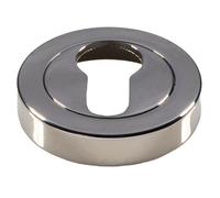 Loops 50mm Euro Profile Round Escutcheon Concealed Fix Polished Nickel Keyhole Cover in Metallics Loops Metallics