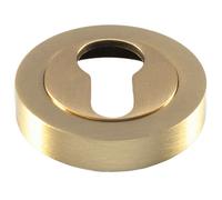 Loops 50mm Euro Profile Round Escutcheon Concealed Fix Satin Brass Keyhole Cover in Metallics Loops Metallics
