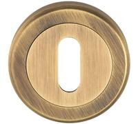 51mm Lock Profile Escutcheon - Chamfered Edge - Concealed Fix - Antique Brass | Door Keyhole Cylinder Plate Cover - for Use with Lever on Rose Door Handles - Door Fixing Hardware