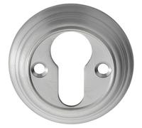 Loops 55mm Euro Profile Round Escutcheon Reeded Design Satin Chrome Keyhole Cover Loops Multicolor