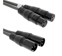 Loops 5m Patch Twin (2x) Male 3 Pin XLR to Double (2x) XLR 3 Pin Female Audio Cable/Lead - Perfect for Microphones, Amplifier, Speakers & more - Dual Balanced