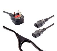 Loops 5m UK 13A Mains to 2 x IEC Y Splitter Power Cable