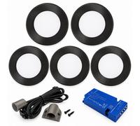 Loops 5X 24V Aluminium 200mm Super Slim Rectangle Surface Mounted Led Under Cabinet Light And Driver Kit, 3 White Colours