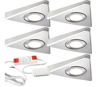 Loops 5x BRUSHED NICKEL Triangle Surface Under Cabinet Kitchen Light & Driver Kit - Natural White LED in Metallics Loops Metallics